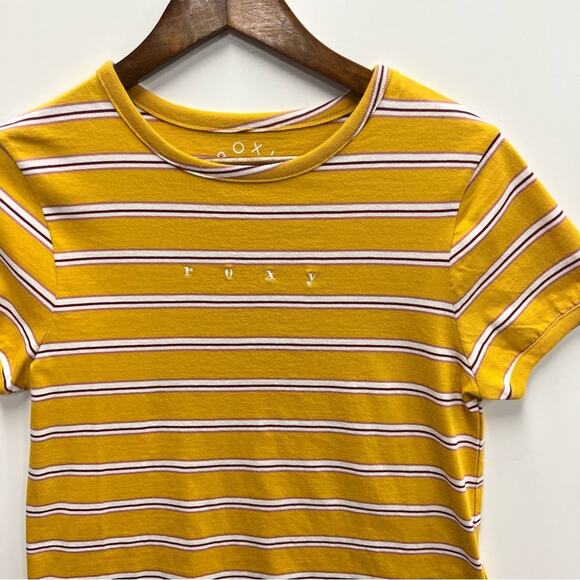 Roxy Yellow Stripe Baby Tee - Picture 1 of 4